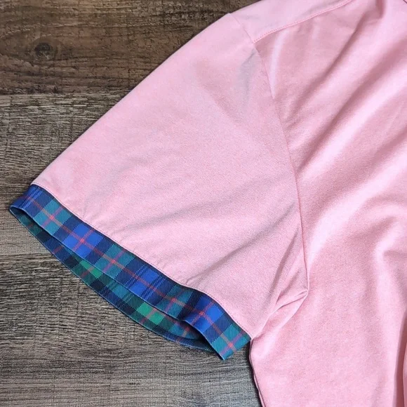 William Murray Golf Polo Size XXL In Pink Performance Stretch Plaid Sleeve - Picture 4 of 10